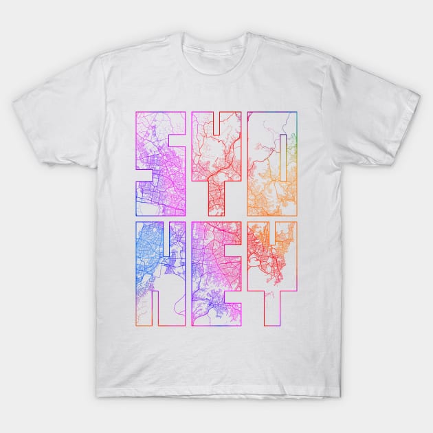 Sydney, Australia City Map Typography - Colorful T-Shirt by deMAP Studio